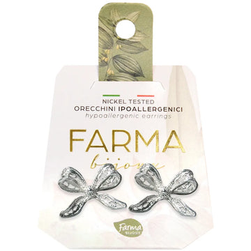 Farma Bijoux Σκουλαρίκια Φιόγκος Ασημί - Υποαλλεργικά χωρίς νικέλιο